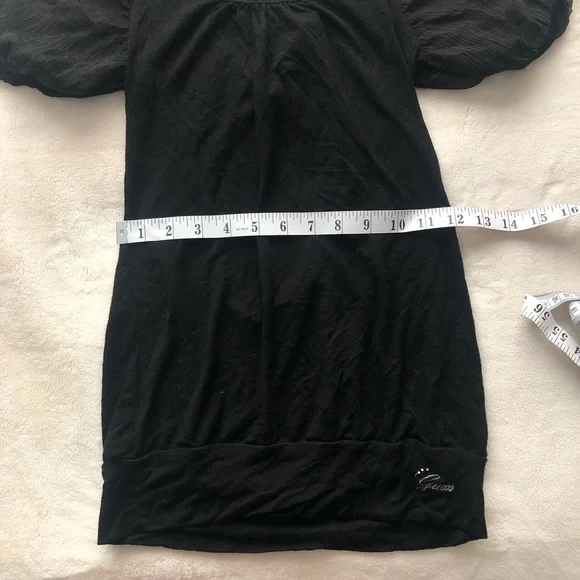 Guess Black Knit Top with Puff Sleeves and Stud Accents - Picture 3 of 5